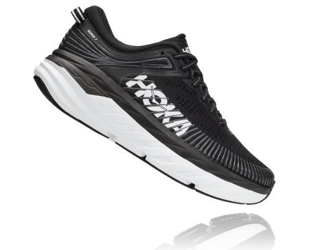 Hoka One One Bondi 7 - Pantofi Mers Barbati Negrii / Albi | RO-P2zW9s1